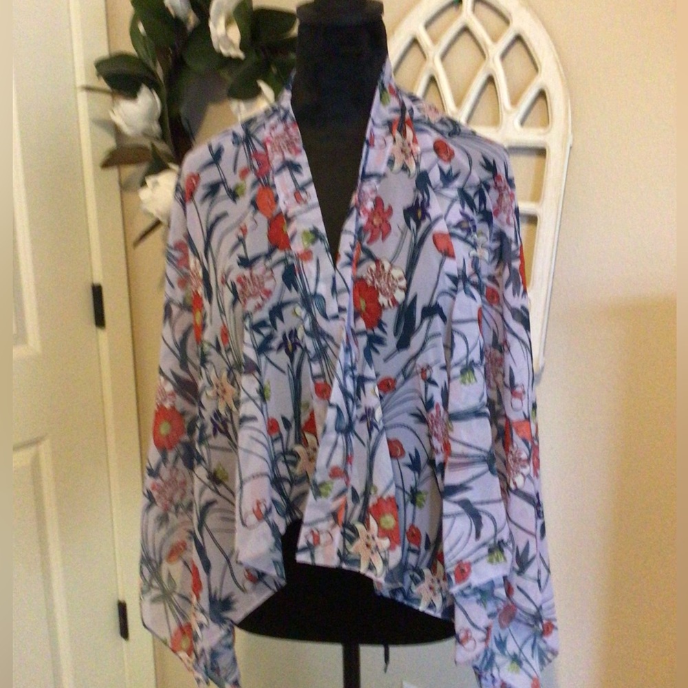 Lavender floral short kimono